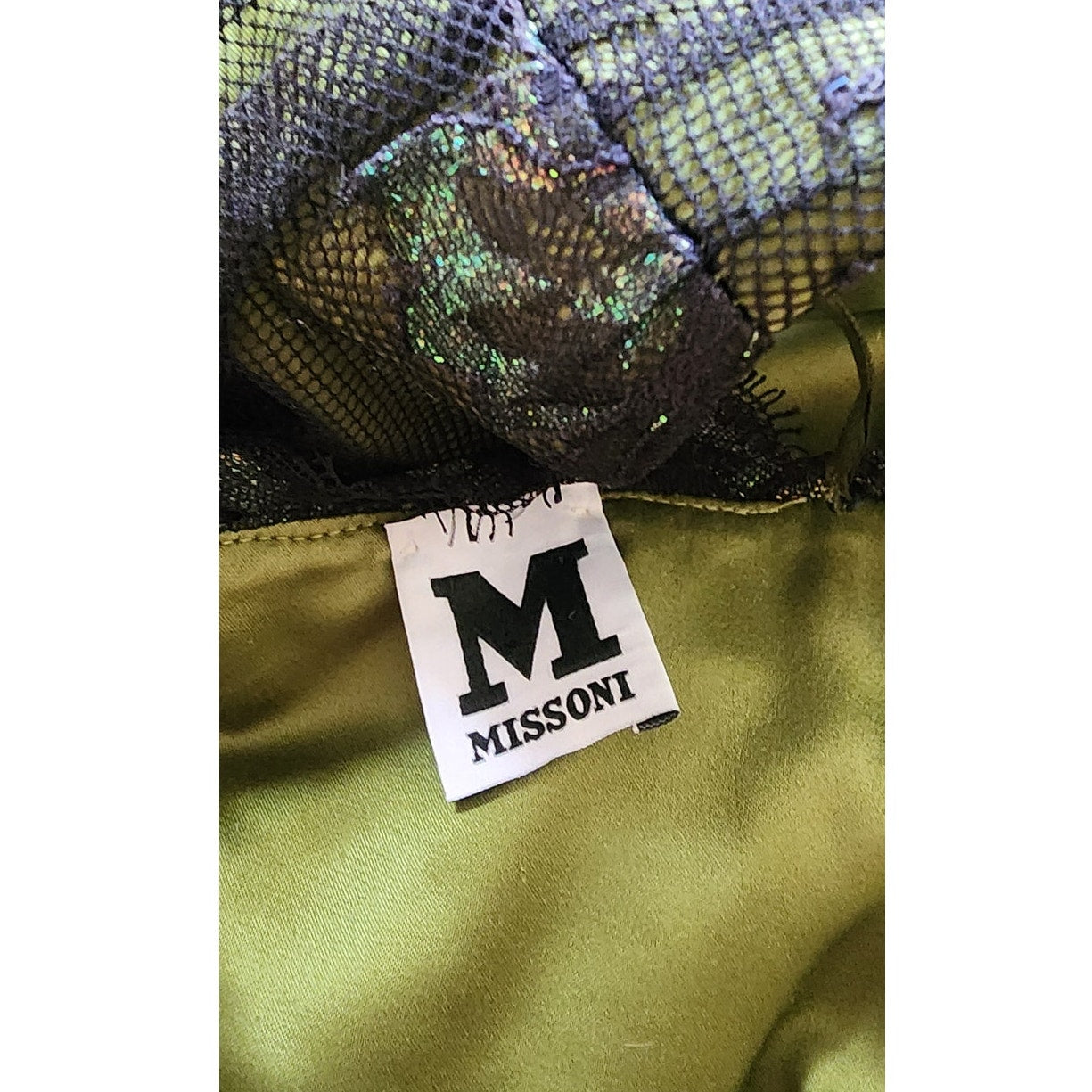 Vintage 2000s M for Missoni Evening Dress Green Black Lace Off the Shoulder / M