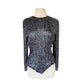 Vintage 80s Sequined Tunic Purple Blue Evening Top by Diva