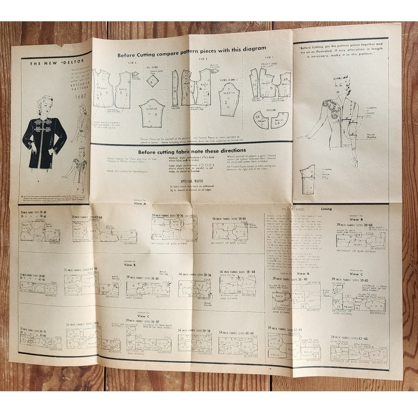 Vintage 40s Sewing Pattern: Womens Evening Jacket Butterick 1680