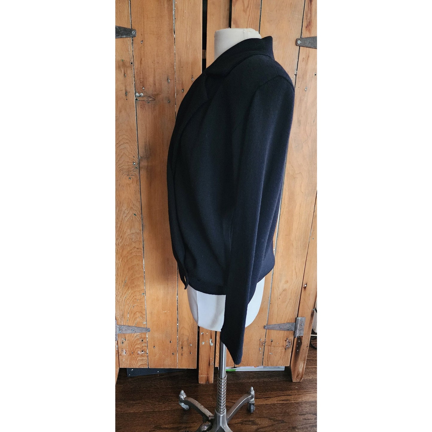 Vintage 80s St John Knit Sweater Jacket in Black, Wrap Style