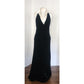 Vintage 1990s Ralph Lauren Evening Dress Black Velvet Halter Top Cream Silk Collar