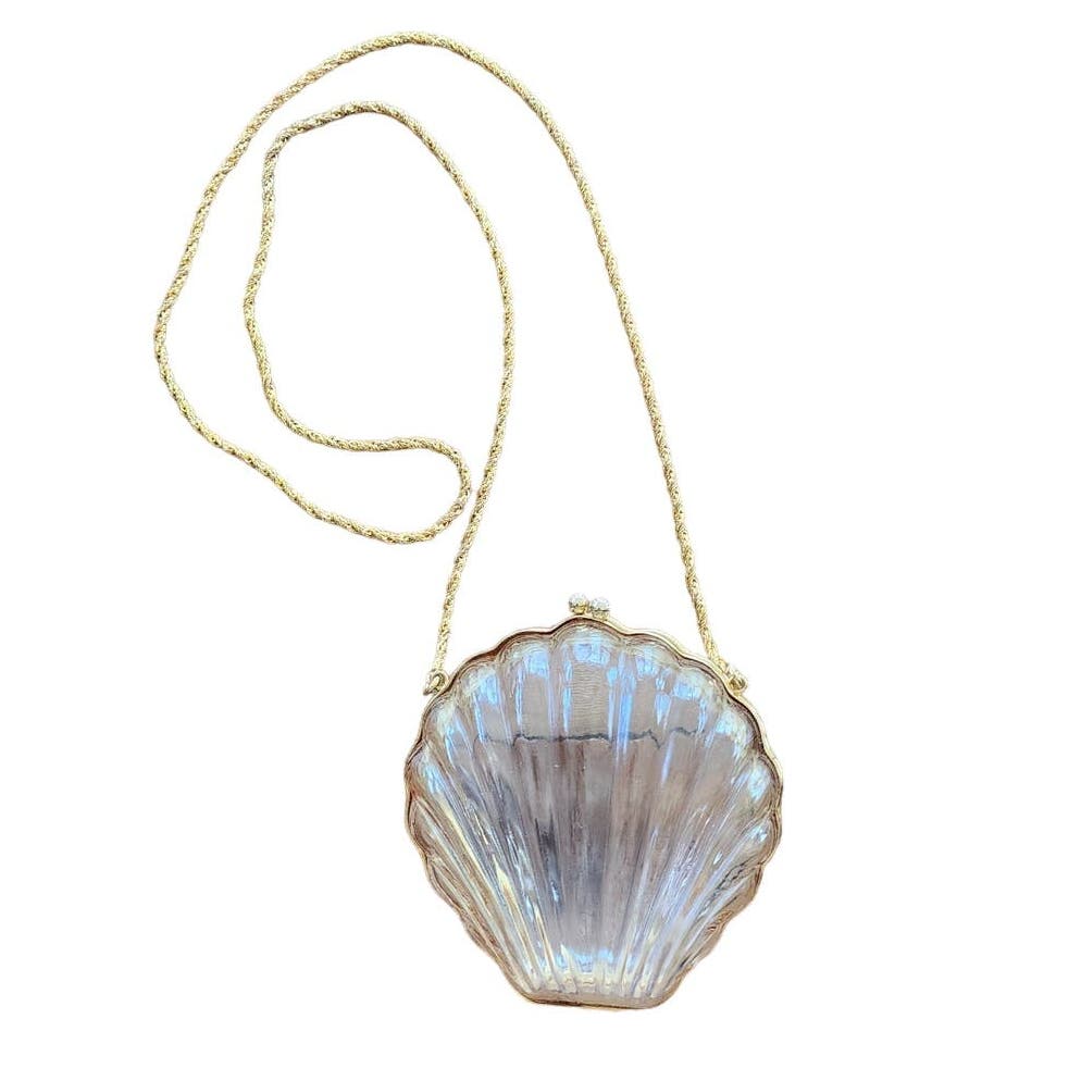 Vintage 50s Seashell Bag Clear Lucite Walborg