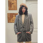 Vintage 1980s Long Blazer Lilli Ann Houndstooth Wool Jacket Gray Black