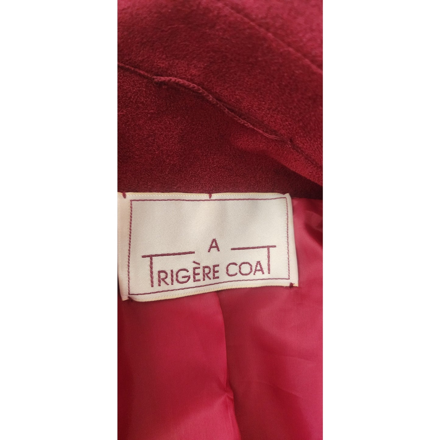Vintage 1970s Pauline Trigère Ultrasuede Coat Burgundy Red Maxi Trench