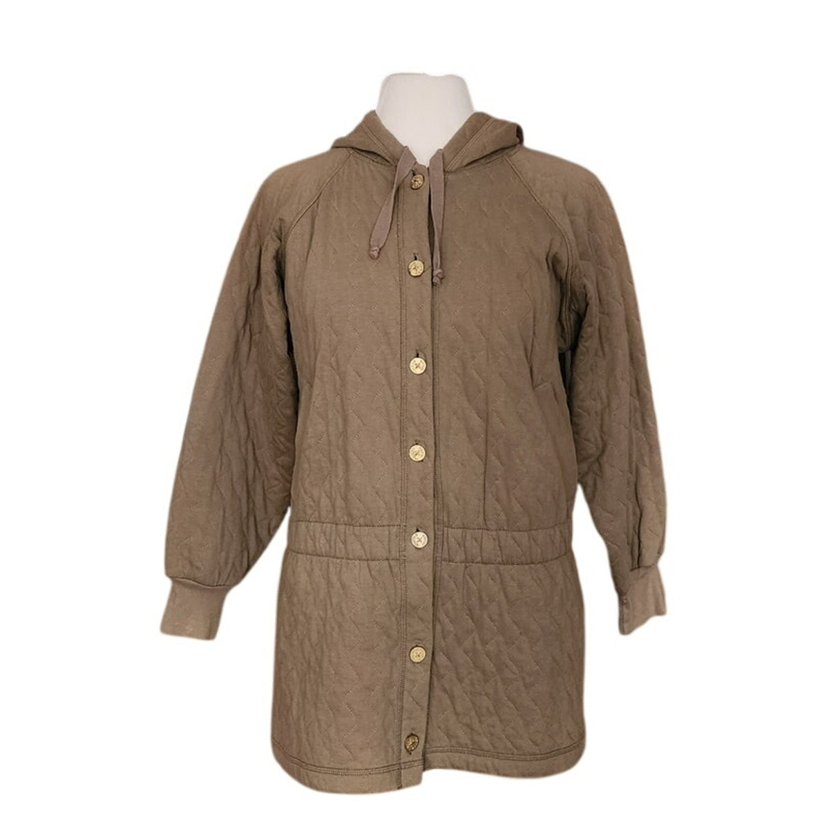 Vintage 1990s Sonia Rykiel Jacket Quilted Hooded Jacket Brown Beige Athleisure