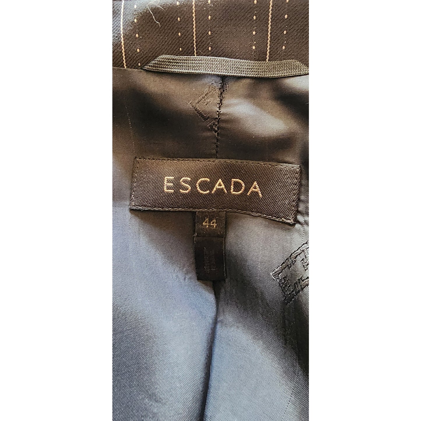 Vintage 2000s ESCADA Blazer Pinstriped Wool Jacket Black Wool / 44 Large