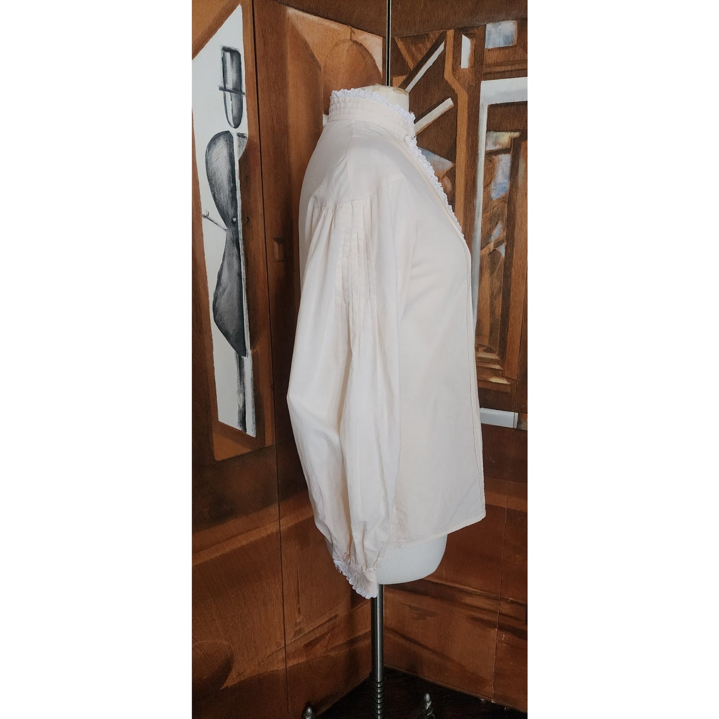 Vintage 80s Laura Ashley Cream Cotton Victorian Revival Blouse