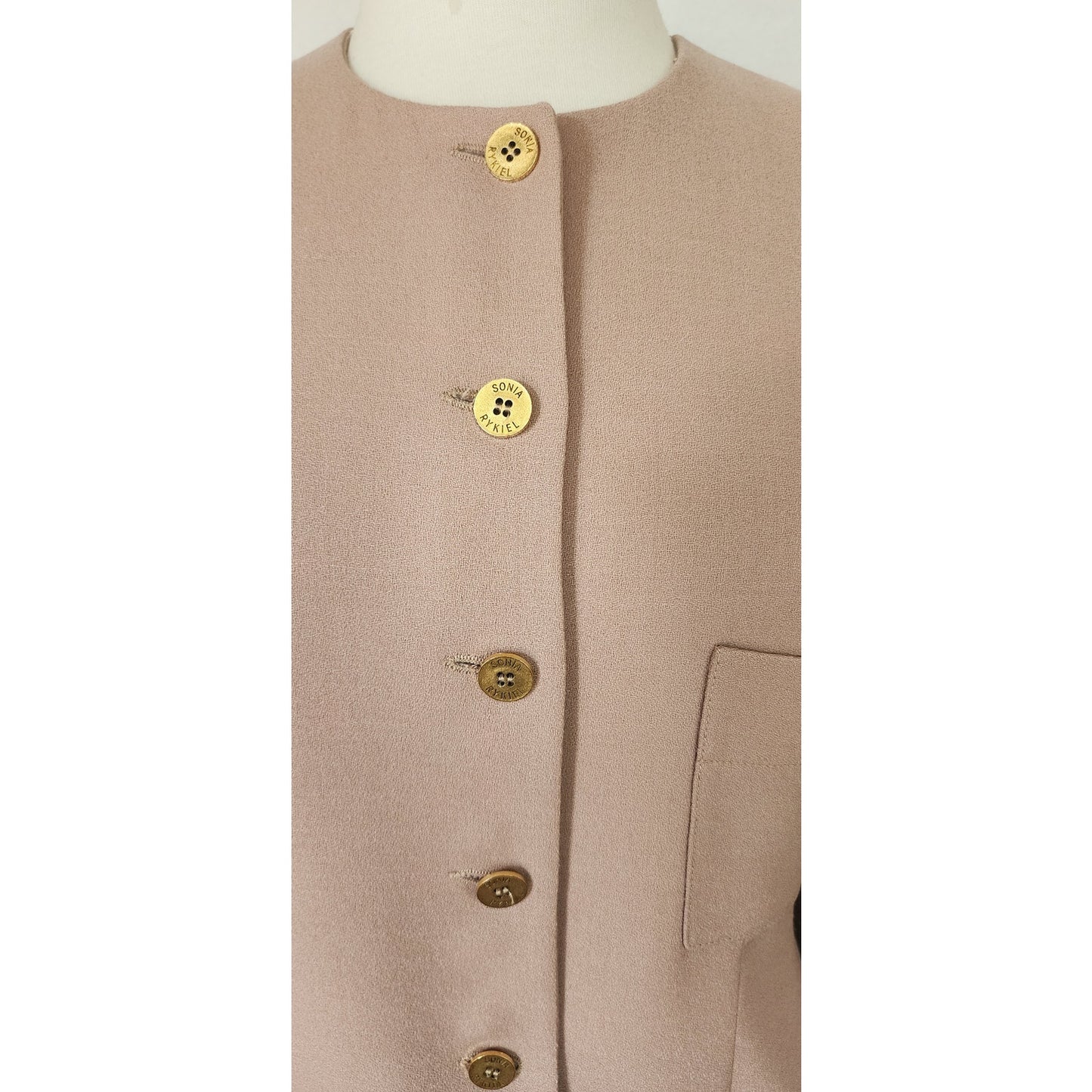 Vintage 90s Sonia Rykiel Skirt Suit Beige Wool / M