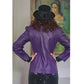 Vintage 80s Purple Leather Blazer Beaded Sequined Jacket French Collizioni / M