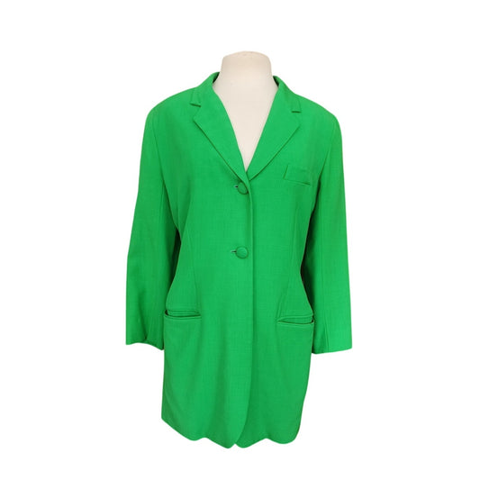 Vintage 90s DKNY Women's Green Single Button Blazer Jacket