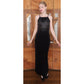 VTG 90s Y2K Aspeed Dress Black Velvet Rhinestone Studs Halter Maxi Gown Prom M