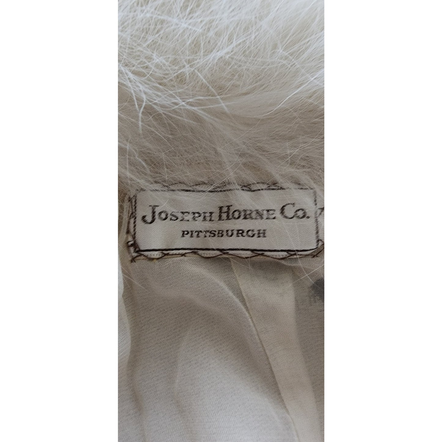 Vintage 1950s Cream Wool Cardigan White Fox Fur Collar Joseph Horne