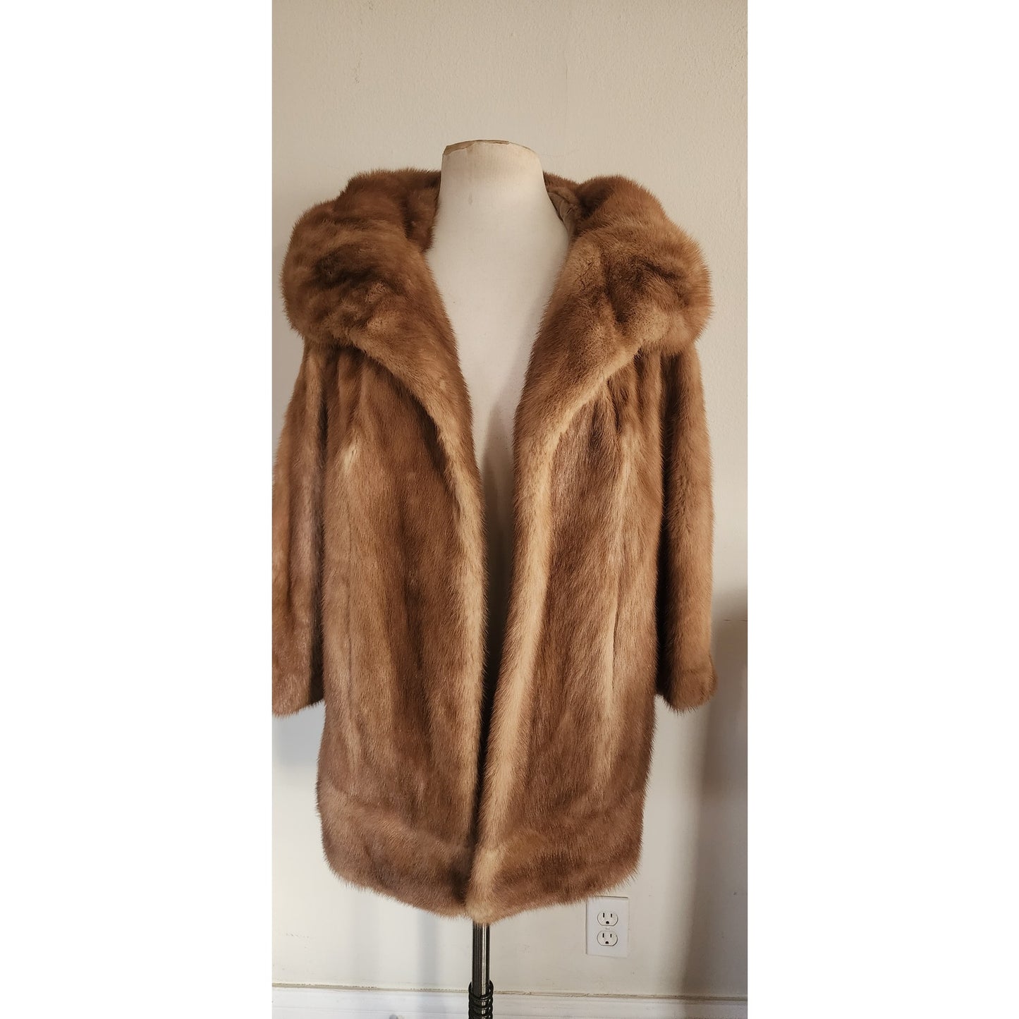 Vintage 50s Mink Fur Coat Caramel Brown Hip Length