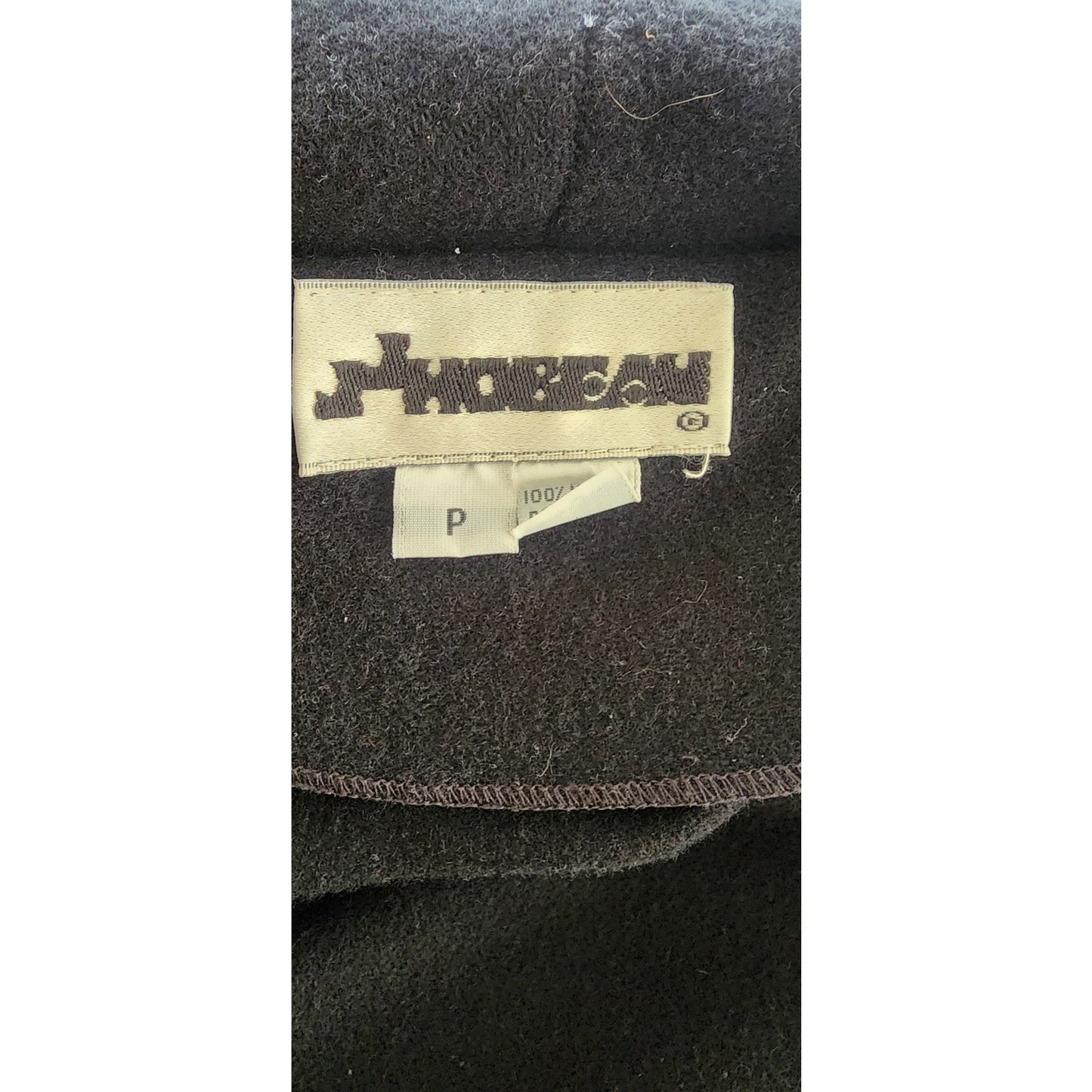 80s Black Slouch Coat Black Wool Red Graphics by Phobeau