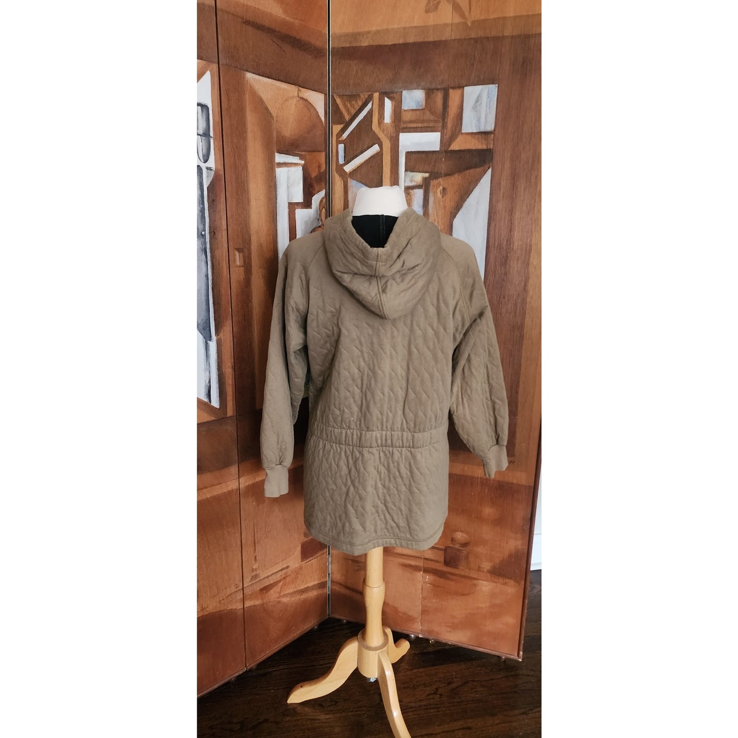 Vintage Sonia Rykiel 90s Quilted Hooded Jacket Brown Mid-Length / M