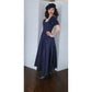 Vintage 80s Laura Ashley Dress Midnight Blue Damask Print / S