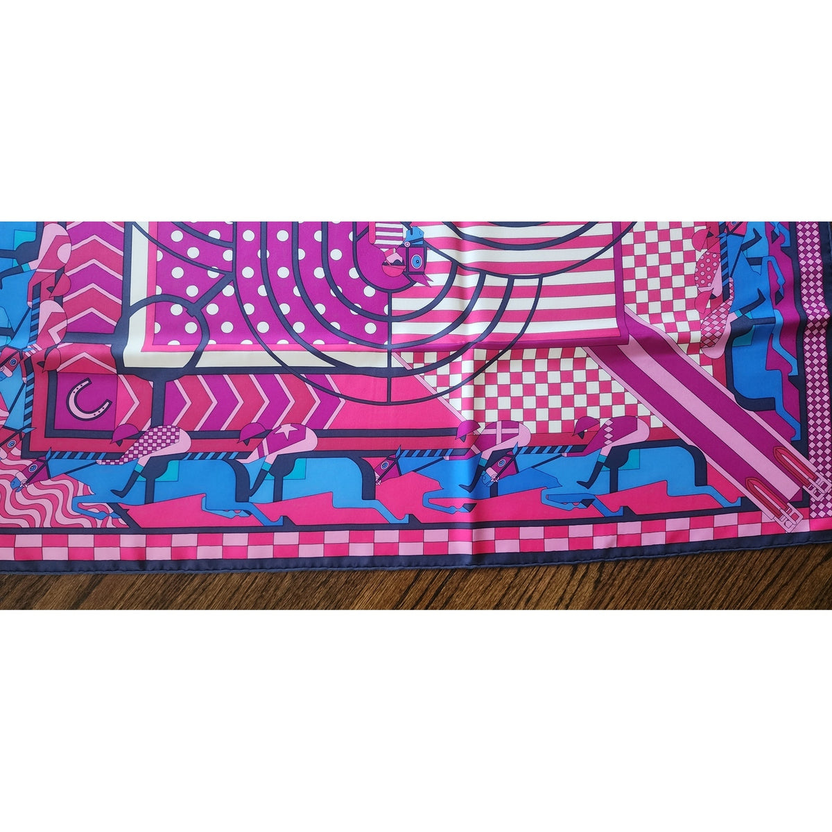 Vintage 2010s Hermes Scarf Steeple Chase Purple Silk Twill Equestrian