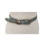 Vintage 1990s Brighton Belt Baby Blue Tooled Leather Silver Charms Waist 28