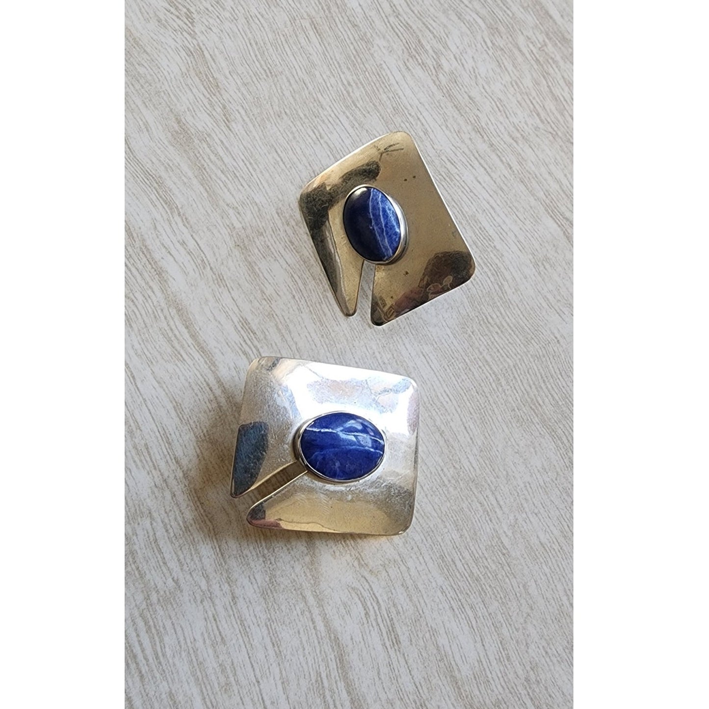 Vintage 80s FLORELLE Necklace Earring Set Sterling Silver & Blue Sodalite
