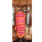 Vintage 70s Liberty of London Silk Scarf Large Orange Pink Diagonal Stripe