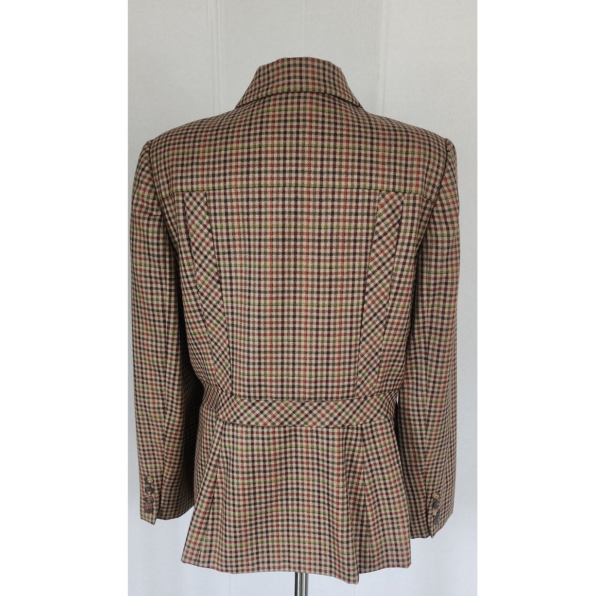 Vintage 70s Bill Blass Wool Blazer Houndstooth Wool Jacket Neiman Marcus / L