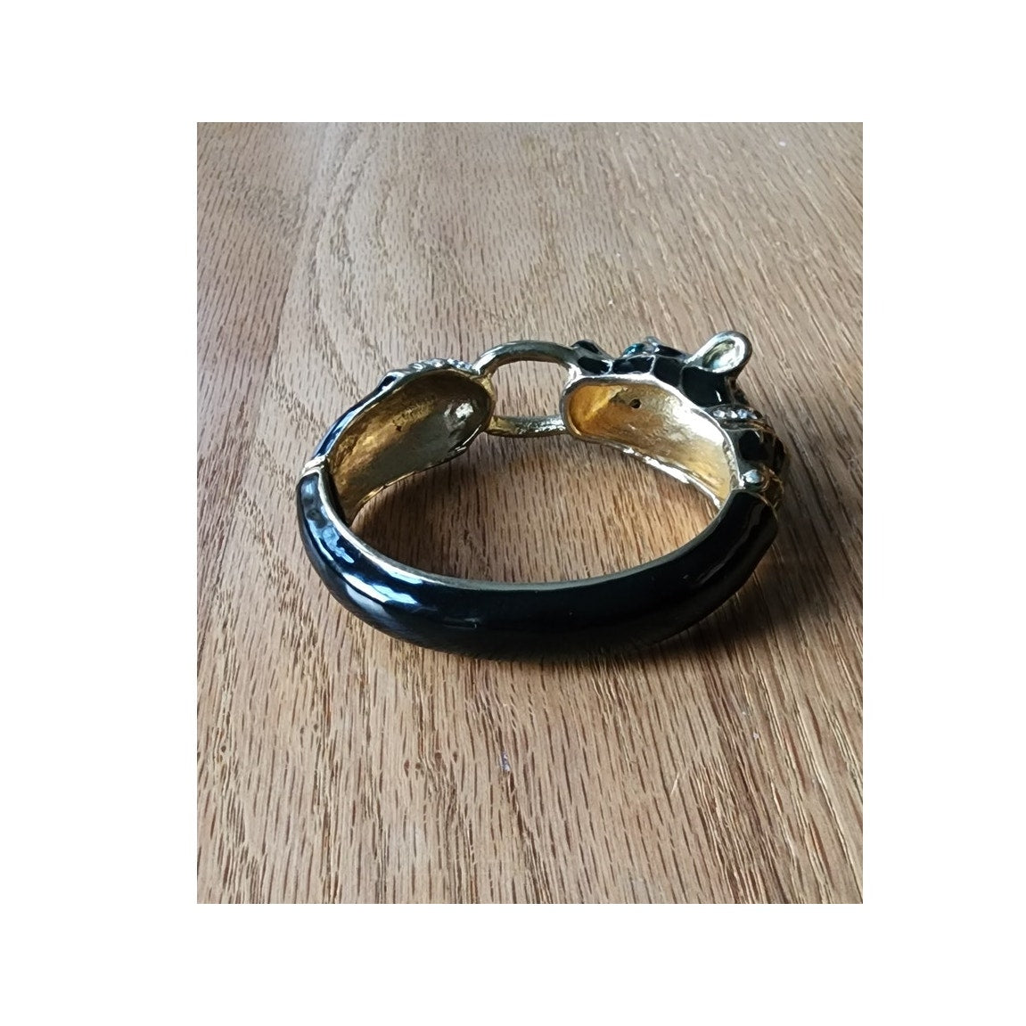 Vintage Black Panther Enamel Bracelet Art Deco Erte Style