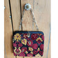 Vintage 60s Tapestry Weave Bag Burgundy Red Yellow Floral Brocade