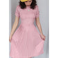 Vintage 40s Pink Dress Pleated Wool Belted w/Rhinestone Pin / S
