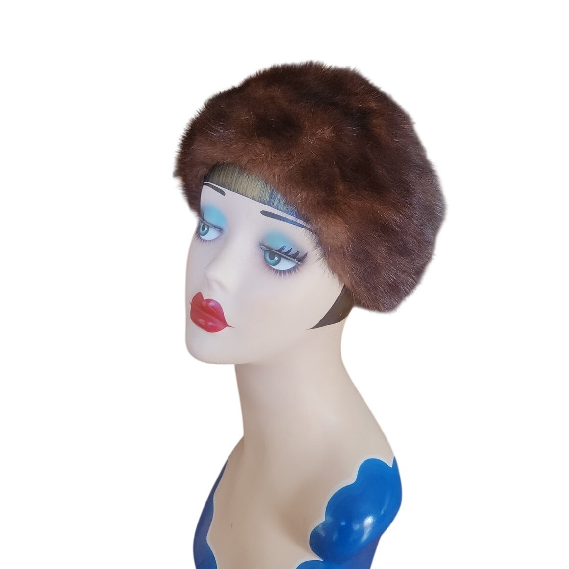 Vintage 1950s Mink Fur Hat Brown Tam Saks Fifth Avenue Rounded Crown Millinery Salon