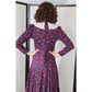 Vintage 80s Laura Ashley Dress Dark Floral Print Lace Collar Long Sleeve