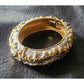 Vintage 1970s Jomaz Bracelet Joseph Mazer Sculptural Brutalist Two Tone Gilt Clamper Bangle