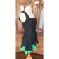 Vintage 1990s Designer Sleeveless Dress Raw Silk Black Green Victoria March Chicago