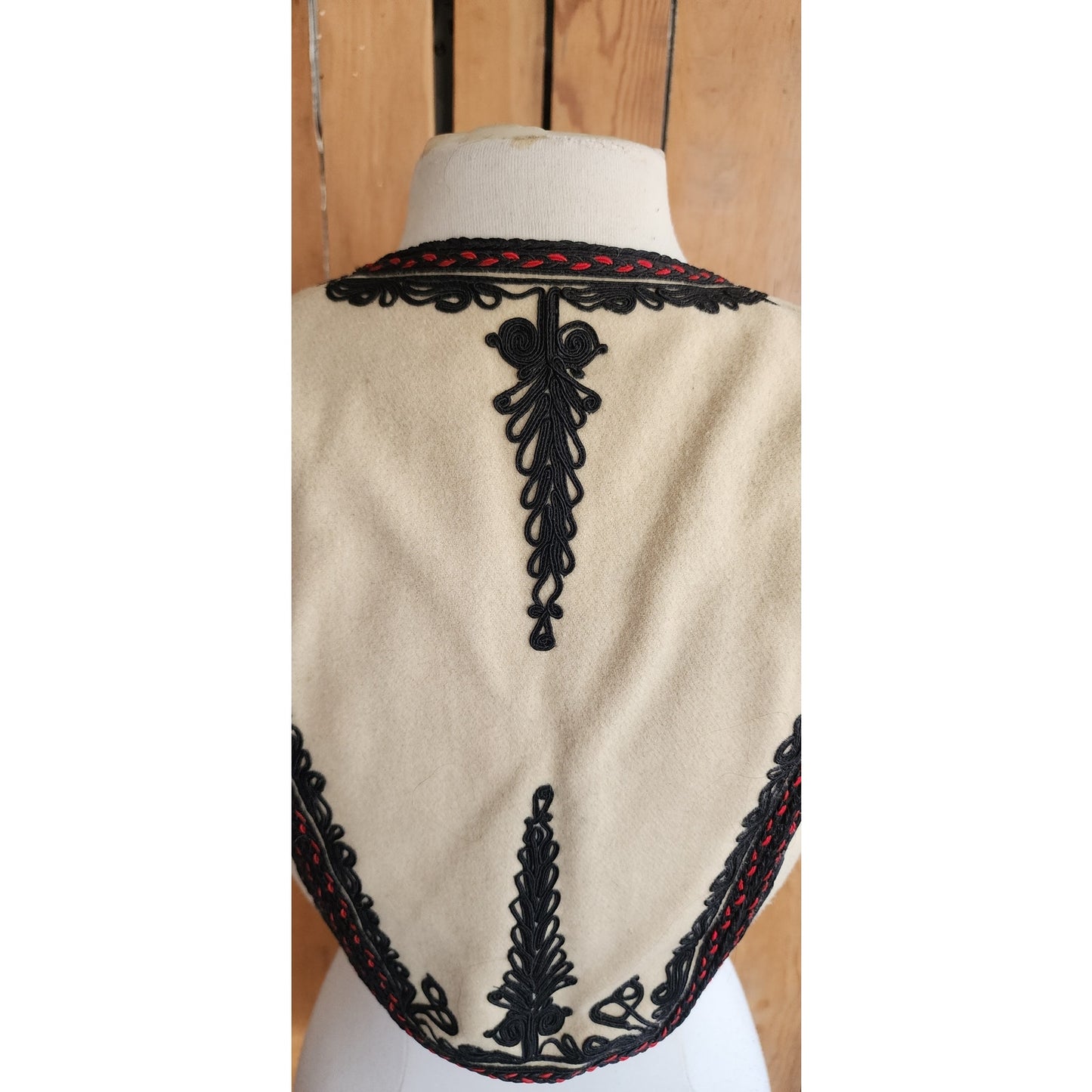 Vintage Romanian Vest Embroidered Wool Felt Folk Costume Traditional Dress