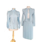 Vintage 70s St John Santana Knit Suit Baby Blue w/Blouse RARE