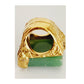 Vintage Yves Saint Laurent Arty Ring Green Aventurine Stone Chunky Gold Base