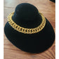 Vintage 80s Anne Klein Chunky Cuban Chain Link Choker Necklace Gold Tone