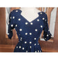 Vintage 1950s Lilli Diamond Dress Blue  White Polka Dot Print Midi / S