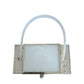 Vintage 1950s TYROLEAN NY Lucite Box Bag Pearl White Silver Filigree Art Deco