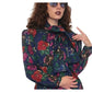 Vintage 1980s UNGARO Sac Dress Dark Floral Print Wool w/Sash Necktie / M