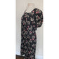 Vintage 1930s Rayon Print Maternity Dress Adjustable Tie Sash Dark Floral Print