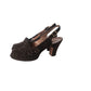 Vintage 1940s Brown Suede Shoes by Peacock Slingbacks Heels Cut Out Peep Toe 6.5