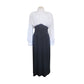 Vintage 80s Neo Edwardian Dress White Ruched Top Black Skirt Long Sleeves / M