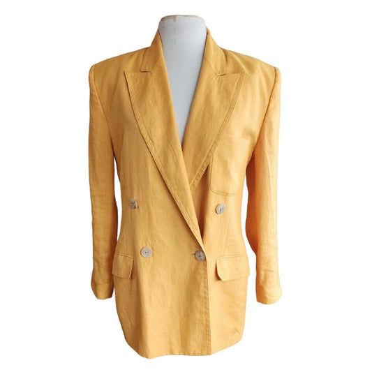 Vintage 80s Yellow Blazer Linen Summer Jacket