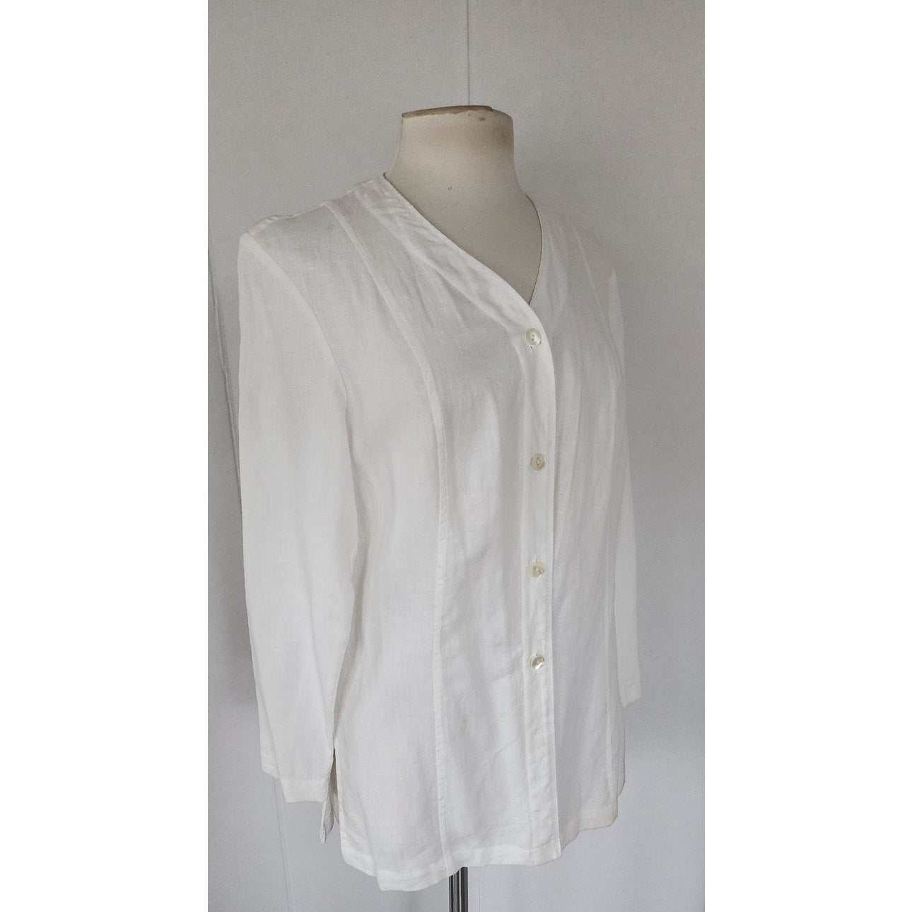 Vintage 90s Blazer White Linen L T Sport / Petite Small