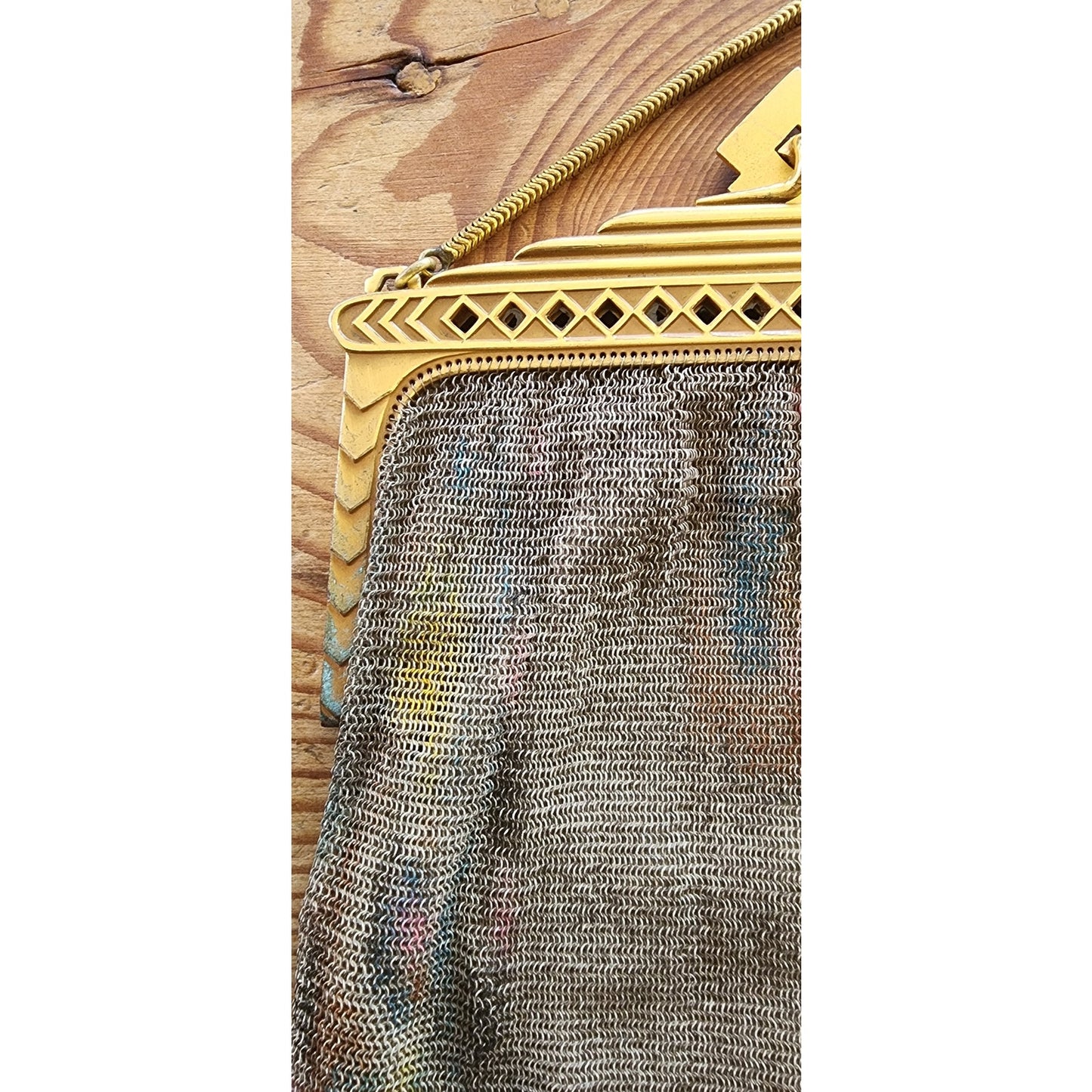 Vintage 1920s Whiting & Davis Evening Bag Painted Mesh Steel Art Deco