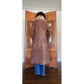 Vintage 1970s Shearling Coat Brown Suede Long Parka Double Breasted
