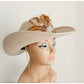 Vintage Beige Cowboy Hat w/Feather by Rockmount Wind River 1850 Size 7 1/4 Mens Unisex