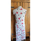 Vintage 80s Cotton Print Dress Polka Dots Red Roses