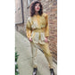 Vintage 80s Jumpsuit Yellow Gold Ombre w/Embroidered Studs Varda Garfinkel