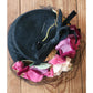 Vintage 1940s Flower Hat Black Wool Silk Floral Marshall Fields New York Creations